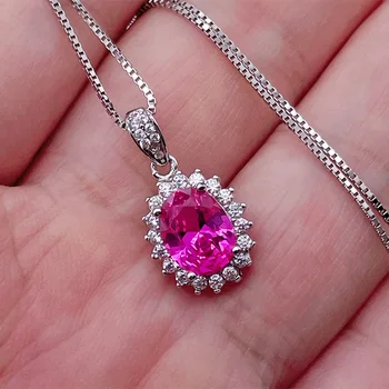 Роскошное Розовое Сапфировое ожерелье Овальной Огранки, Синтетический Розовый сапфировый кулон, Ювелирный набор Для женщин, 18-Каратное позолоченное серебро