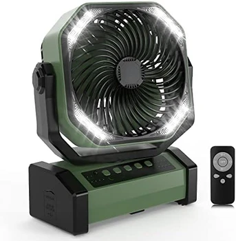Кемпинговый вентилятор со светодиодной подсветкой, Настольный вентилятор с автоматическими колебаниями с пультом дистанционного управления и крючком, Вентилятор для палатки с батарейным питанием, 4 Мощных вентилятора