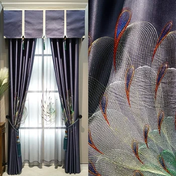Шторы с вышивкой павлина в современном стиле, Готовые Плотные шторы на заказ для гостиной, столовой, спальни