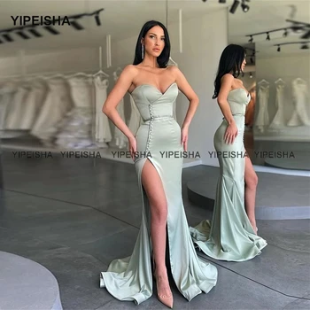 Yipeisha, Сексуальное длинное платье подружки невесты с разрезом сбоку, Длинное платье на пуговицах в виде сердца, Торжественное платье Подружки невесты, платья знаменитостей