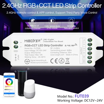 Новое обновление 2,4 ГГц RGB + CCT LED Strip Controller DC12 ~ 24V dimmable driver 6A/CH для RGB + CCT LED Strip can дистанционное/голосовое управление