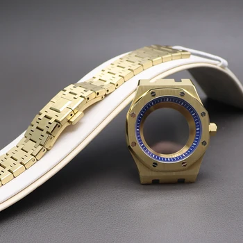 Золотые 41 мм Роскошные мужские часы Чехлы Ремешок Для часов Запчасти Для Seiko nh34 nh35 nh36 nh38 Механизм 28,5 мм Циферблат Сапфировое стекло