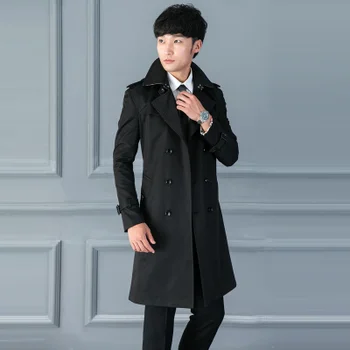 Брендовое пальто Тренч для мужчин, Новый дизайн, приталенные бежевые Длинные тренчи, Великобритания, Высокое качество, пальто по индивидуальному размеру, Мужское пальто