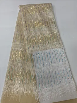 Новейшая африканская Кружевная ткань 2022, Золотая французская сетка, Кружевная ткань с пайетками, Нигерийская Кружевная ткань Для свадебного платья