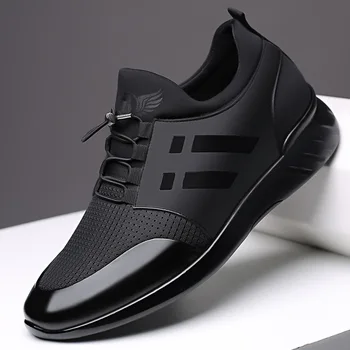 Мужская обувь 2023, Качественная кожаная обувь, Брендовая британская обувь для мужчин, Новая Мужская Деловая обувь, Черные мужские кроссовки, Обувь для роста