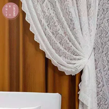 Скандинавский тюль с вышивкой для штор в гостиную, Белое кружево, спальня, Простая высококачественная занавеска на окна