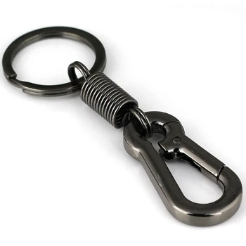 20X Прочный брелок с карабином, кольцо для ключей, полированный брелок, пружинный брелок для ключей, деловой поясной брелок, черный