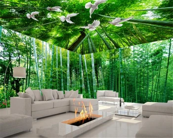 beibehang papel de parede 3d обои, Свежий бамбуковый пейзаж, 3D стерео тема, космический фон, модные соблазнительные обои