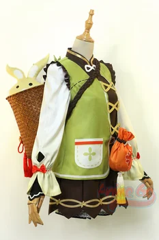 YaoYao Косплей костюм Genshin Impact Yaoyao Наряд Корзина Женское Милое платье в стиле Лолиты на Хэллоуин C00523