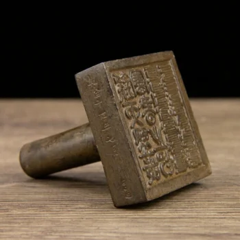 китайская античная бронзовая печать 10 см, старая латунная печать SNT