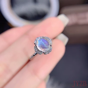 100% натуральный лунный камень кольцо с драгоценным камнем для женщин кольцо из стерлингового серебра 925 пробы для романтической свадьбы