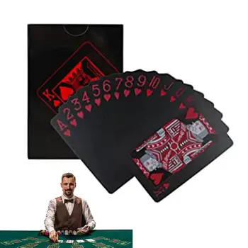 Игральные карты Крутые черные игральные карты Водонепроницаемый Покер Превосходная управляемость и долговечность Колода карт Отличный подарок для карты