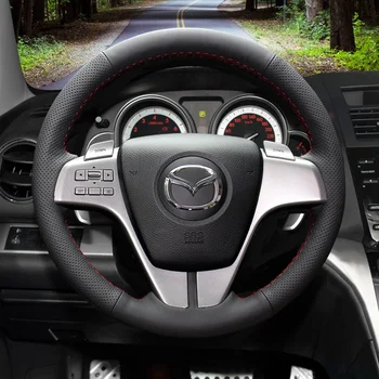 Для Mazda3 Axela CX-5 Mazda 6 M8 Atenza Сшитая вручную крышка рулевого колеса автомобиля из натуральной кожи, крышка ручки