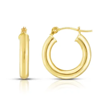 Серьги-кольца из 14-каратного желтого золота 15 мм