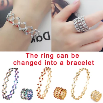 Rinhoo Новое модное креативное Растягивающееся твист-складное кольцо с блестящими украшенными стразами ювелирными украшениями в подарок для женщин