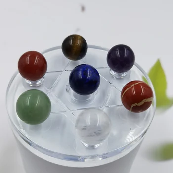 80 мм Натуральный семицветный хрустальный шар из кварцевой энергетической руды, украшение в стиле Фэн-шуй для крыльца офиса с семью Звездами