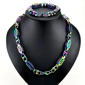 Радужное радужное ожерелье из нержавеющей стали шириной 8,5 мм, длинное ожерелье, браслет, цепочка, ювелирные изделия