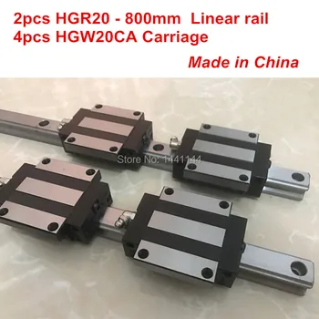 Линейная направляющая HGR20: 2шт HGR20 - 800mm + 4шт HGW20CA линейные детали для каретки с ЧПУ