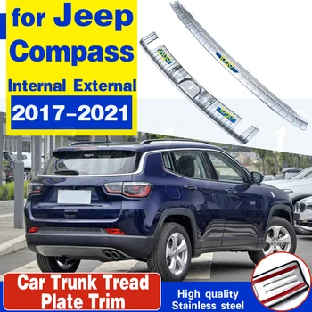 Накладка на порог Добро Пожаловать, Накладка на Педаль/Накладка на Порог Заднего бампера, Протектор Порога для Jeep Compass 2017-2021, Автомобильный стайлинг