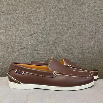 Мужская аутентичная обувь для доков Sebago - Премиальная кожаная обувь для лодок со шнуровкой с острым носком AC060