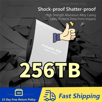 Портативный SSD-накопитель на 256 ТБ, внешний мобильный твердотельный накопитель, высокоскоростной жесткий диск с массовой памятью для настольного мобильного портативного компьютера