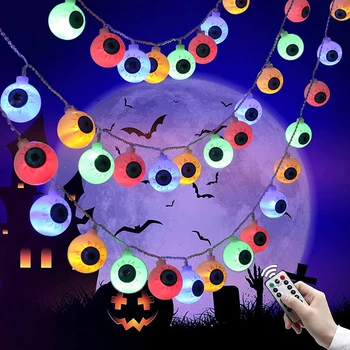 Работающий на Батарейках 3 М 30LED Halloween Party Decoration Lights Eyeball Light String DIY Halloween Courtyards Принадлежности Для Домашнего Декора