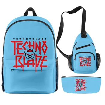 3 шт./компл., школьный рюкзак Technoblade с 3D принтом, наборы школьных сумок для мальчиков и девочек-подростков, детские школьные сумки с героями мультфильмов, детские сумки Mochila