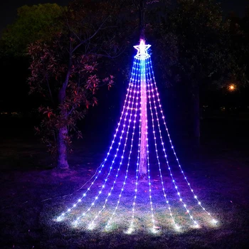 Новый Рождественский Декор Огни LED Пентаграмма Водопад RGB Проточная Вода Лампы Точечное Управление Лошадь Бегущая Лампа На Открытом Воздухе Сады Газон
