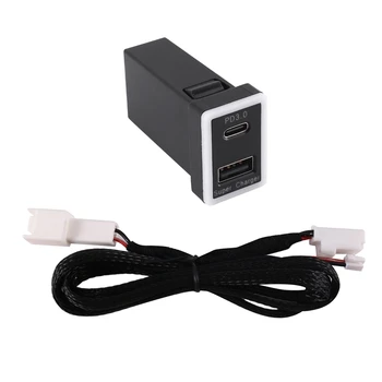Автомобильное зарядное устройство Type-C PD + USB QC3.0 Интерфейс Двойной Разъем Для Зарядного устройства сотового телефона Для Toyota GM 33,5x23 мм
