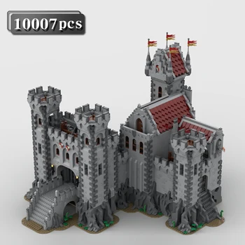 детский кирпичный замок, средневековая игрушка, строительные блоки, кирпичи, замок льва, серия moc architecture для детского набора, совместимая башня