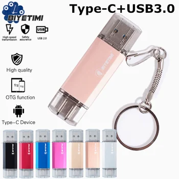 Biyetimi USB Флэш-накопитель 128 ГБ Type C Флеш-накопитель 256 ГБ 64 ГБ 32 ГБ 16 ГБ OTG USB Stick 3,0 Флешка для устройства Type-C