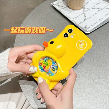 Для Iphone14promax 13 12 11 X/xs/xr/xsmax Креативный Мультяшный Милый Маленький Желтый Утиный Игровой Чехол для консоли, Защищающий от падения, Чехол для мобильного телефона