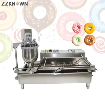 Двухрядная мини-машина для приготовления пончиков, полностью автоматическая Машина для приготовления круглых пончиков, Формующая начинку, машина для жарки пончиков