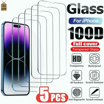 5шт Закаленное Стекло для iPhone 11 13 12 14 Pro Max Защитная пленка для экрана для iPhone 12Mini 13Mini 7 8 14 Plus SE X XS XR 14Pro Glass