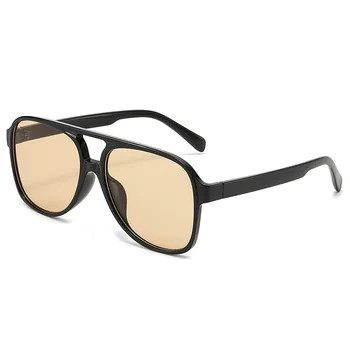 Солнцезащитные очки в ретро-оправе с пилотной оправой, Женские Мужские Солнцезащитные Очки с чайными линзами UV400, Модные Уличные Пляжные очки