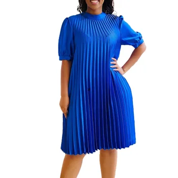 Плиссированные Африканские Платья для Женщин 2023, Повседневное Платье на Шнуровке, Сексуальное Красное Белое Синее Вечернее Платье для Вечеринки, Свободный Халат, Женская Африканская Одежда