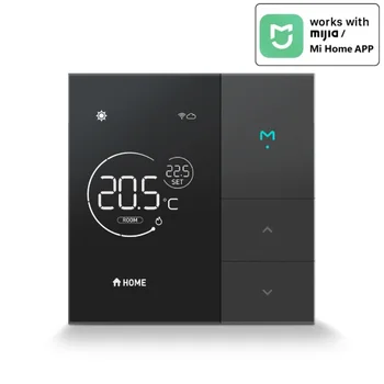 Умный WiFi термостат Черный Регулятор температуры для домашнего напольного отопления, Газовый котел, кондиционер, Работа с приложением Mijia