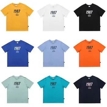 Новая Модная Брендовая Весенне-летняя футболка Большого размера LG, Девятицветная Свободная Хлопковая Мужская и Женская Повседневная футболка с коротким рукавом, пара