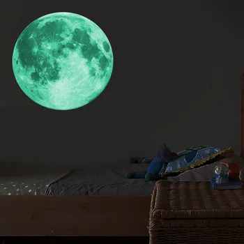 30 см Светящаяся Луна 3D наклейка на стену для детской комнаты, декор для гостиной, украшение спальни, наклейки для дома, светящиеся в темноте обои