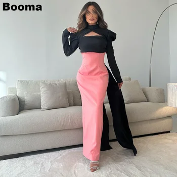 Booma, черно-розовые вечерние платья Русалки с длинными рукавами на бретелях, платья для официальных мероприятий со шлейфом длиной до щиколоток, платья для выпускного вечера