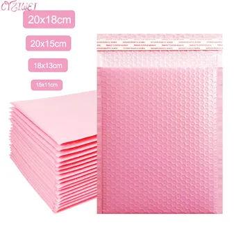 10шт Пузырчатая сумка-конверт Розовые Пузырчатые полиэтиленовые почтовые пакеты с самоуплотнением, почтовые конверты с подкладкой для журналов, почтовые пакеты с подкладкой
