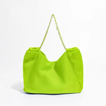 Модная Сетчатая сумка-тоут Большой емкости, Дизайнерские женские сумки через плечо, легкие Цепочки, сумки, Летний Пляж, Большой кошелек для покупателей 2023