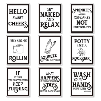 9 Предметов настенного декора для ванной комнаты, Забавная винтажная вывеска для ванной Комнаты, Плакаты для ванной комнаты на стену, декор для ванной комнаты