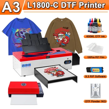 A3 DTF Принтер L1800 DTF Трансферный принтер DTF Для Прямой передачи пленки DTF Для Тканевой Одежды A3 Печатная машина для футболок DTF Принтеры