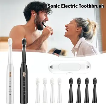 Ультразвуковая электрическая зубная щетка, перезаряжаемая зубная щетка, Электронное отбеливание зубов, Моющиеся щетки с таймером для взрослых J4V7