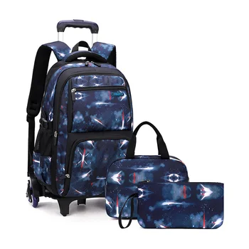 Ручная кладь для детей, сумка для начальной и средней школы, рюкзак на колесиках для мальчиков, сумка на колесиках с ланч-боксом, школьные сумки на тележке