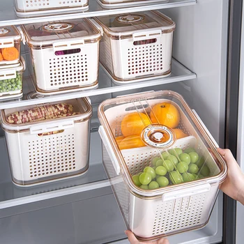 Amazon Лидер продаж, Коробка для хранения фруктов, Органайзер, холодильник, контейнеры для овощей, свежие контейнеры для хранения в холодильнике