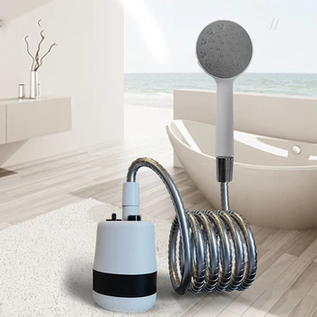 Портативный душ для кемпинга, Электрический насос для душа, Наружная USB Перезаряжаемая насадка для душа, насос для купания для кемпинга, Пеших прогулок, путешествий, пляжа