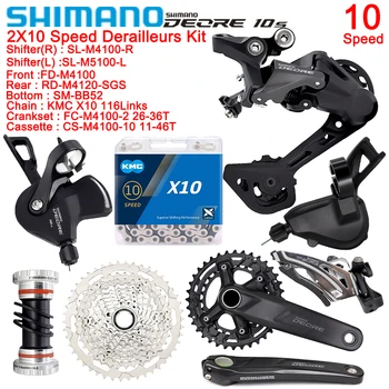 SHIMANO Deore M4100 Полный комплект для горного велосипеда 2X10 Скоростей SL-M5100-L FC-M4100-2 Коленчатый вал KMC X10 Цепные Переключатели Групповой Набор Деталей