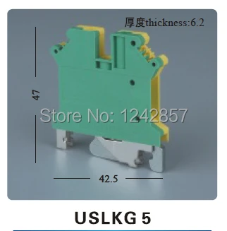 USLKG5 50 шт./лот, клеммные колодки для заземления валюты серии UK, соединительный терминал, DIN-рейка, бесплатная доставка